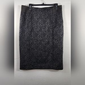 ELLEN TRACY KNEE HIGH SKIRT, SIZE LARGE, BLACK/  GRAY